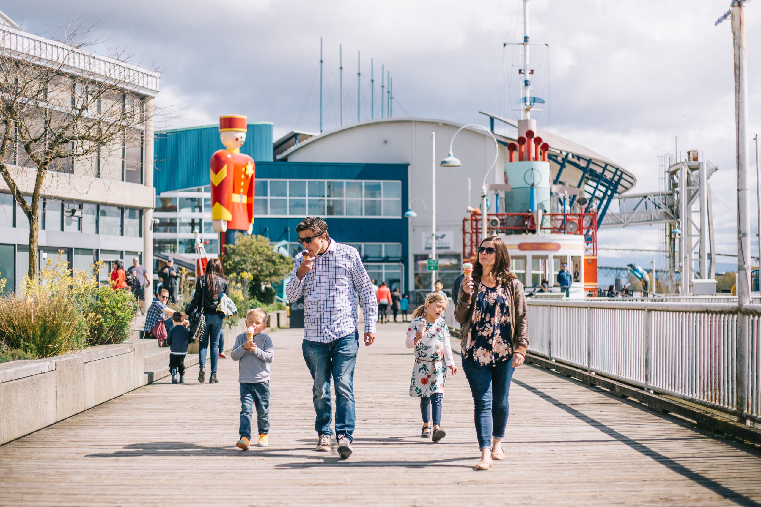 Family eating ice cream at the New Westminster Quay